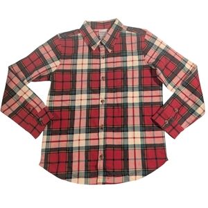 Hanna Anderson Plaid Long Sleeve Button Down Shirt Size 6-7